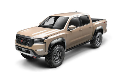 Black Pocket/Rivet Style Smooth Finish 4-Piece Fender Flare Set For 22-26 Nissan Frontier Bushwacker-2