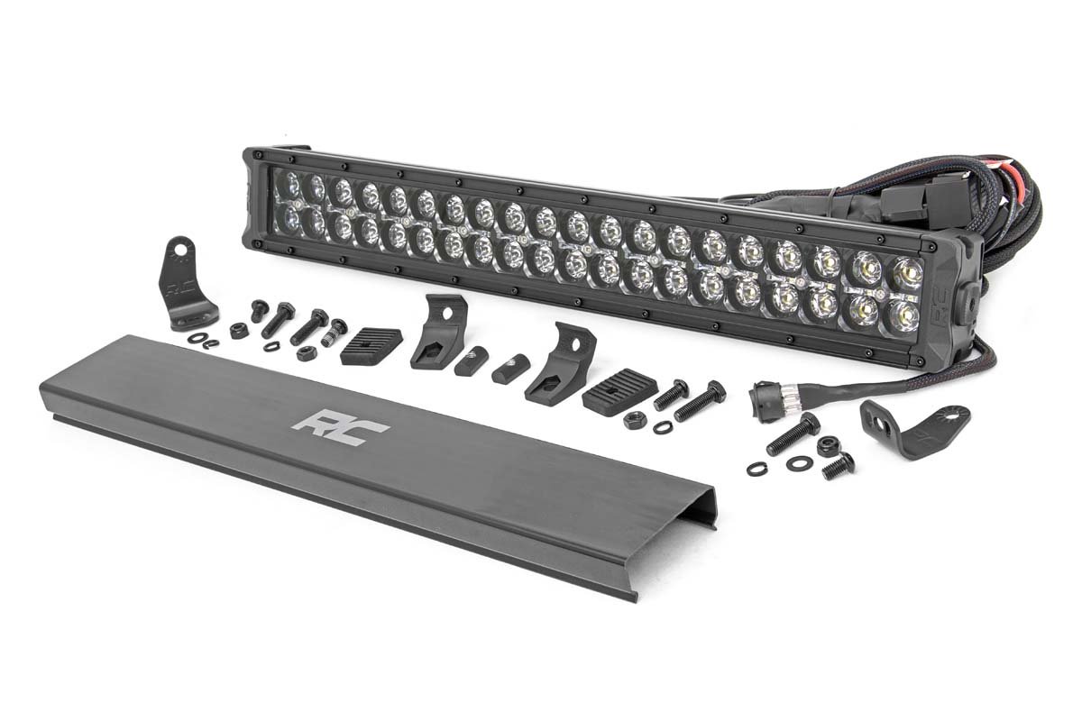 Rough Country Cree LED Light Bar 20 Inch Dual Row Black Series w/Amber DRL Rough Country