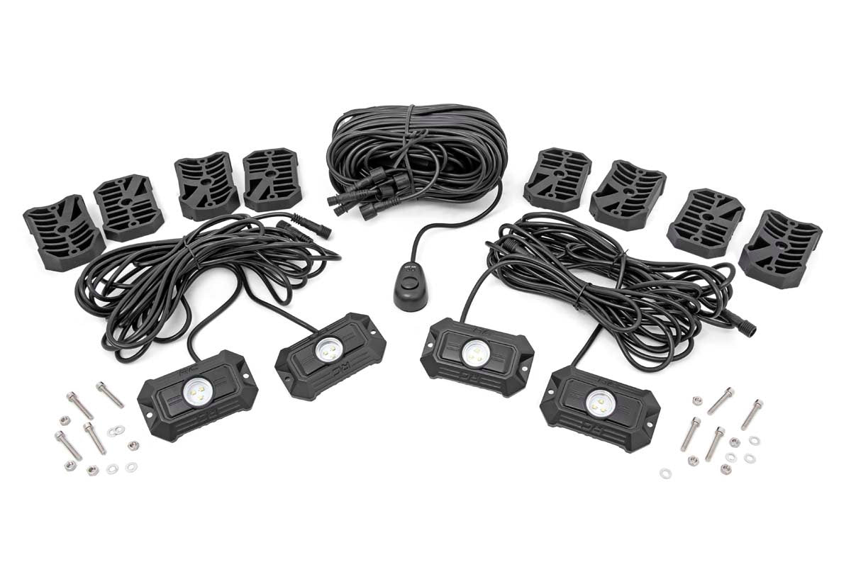 Rough Country Deluxe LED Rock Light Kit 4 Pods Rough Country