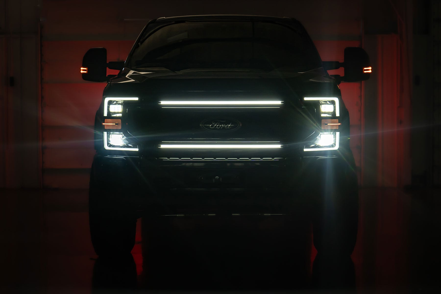 LED Light Kit Grille Mount 30 Inch DRL Ford F-250/F-350 Super Duty (17-22) Rough Country-1