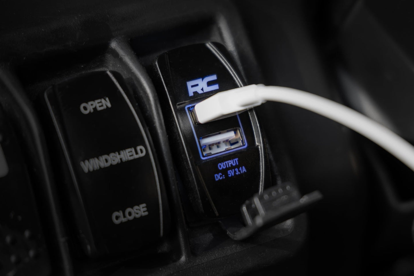 USB Switch Insert 2x1 with Logo Blue Back Light Rough Country-4