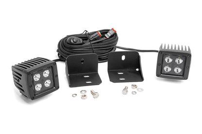 LED Light Cab Mount 2 Inch Black Pair Flood Can-Am Defender HD 5/HD 8/HD 9/HD 10 Rough Country