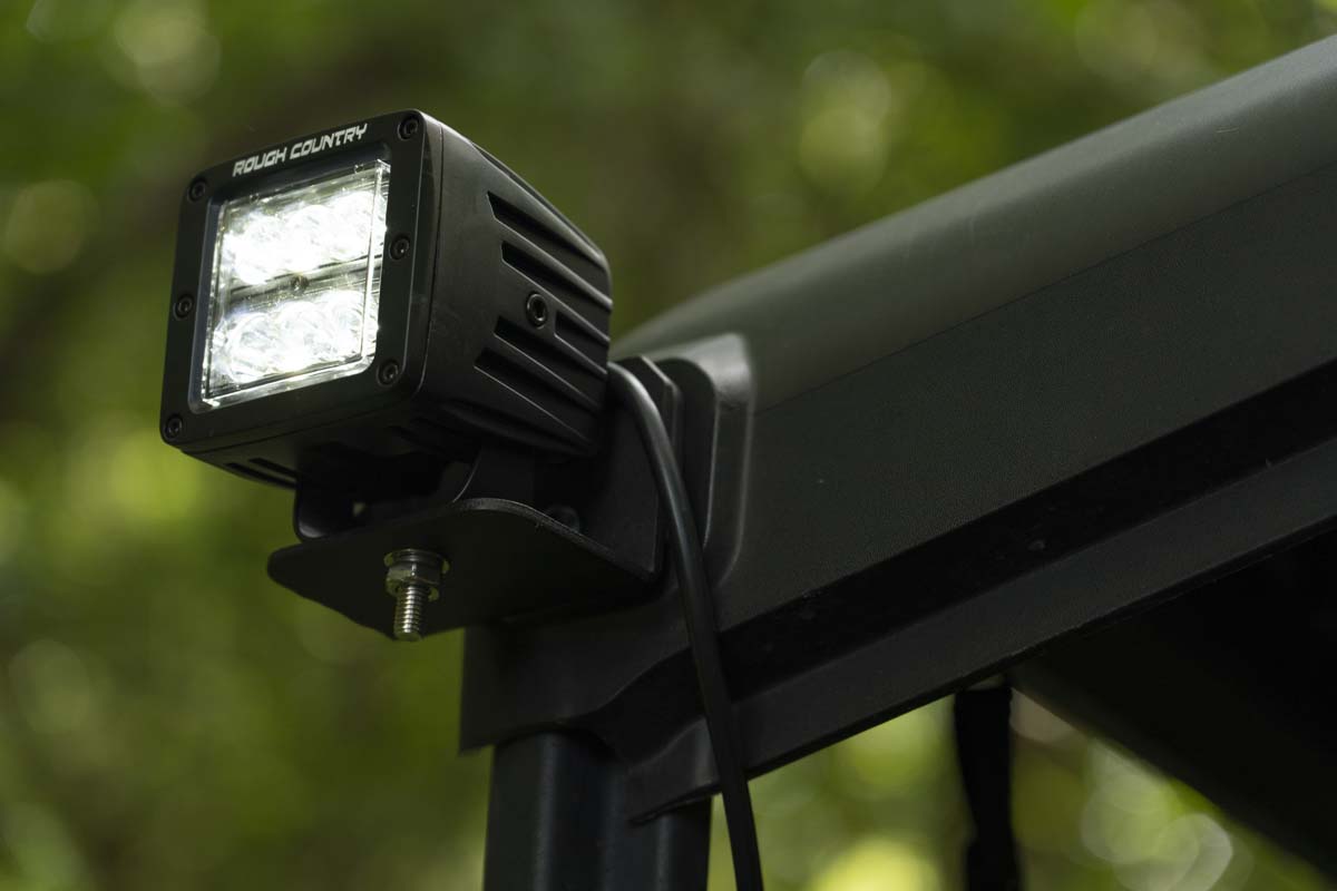 LED Light Cab Mount 2 Inch Black Pair Flood Can-Am Defender HD 5/HD 8/HD 9/HD 10 Rough Country-1