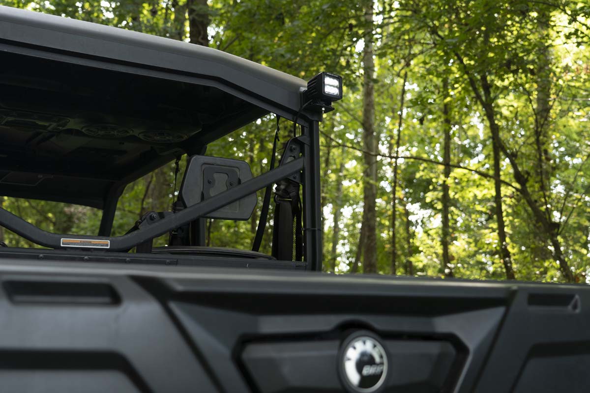 LED Light Cab Mount 2 Inch Black Pair Flood Can-Am Defender HD 5/HD 8/HD 9/HD 10 Rough Country-3