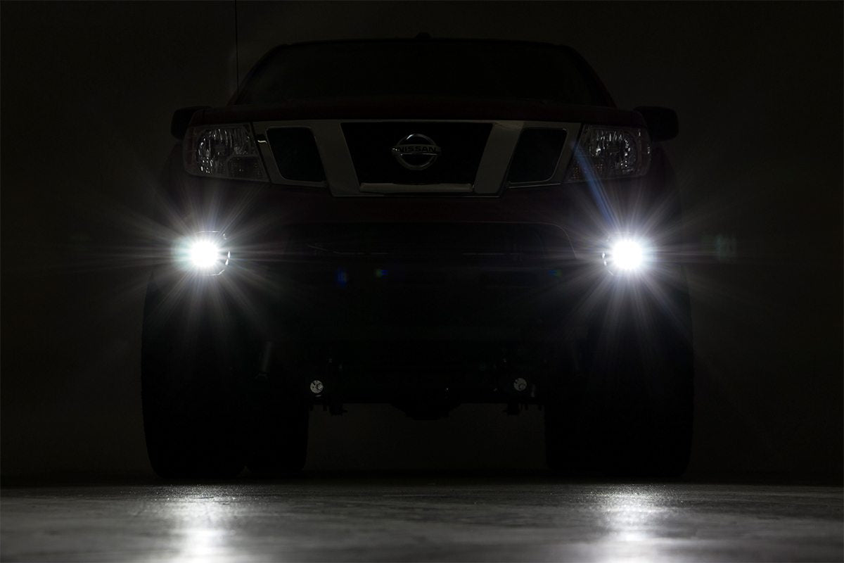 LED Light Kit Fog Mount 2 Inch Black Pair Spot Nissan Frontier (05-20) Rough Country-2