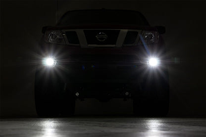LED Light Kit Fog Mount 2 Inch Black Pair Spot Nissan Frontier (05-20) Rough Country-2