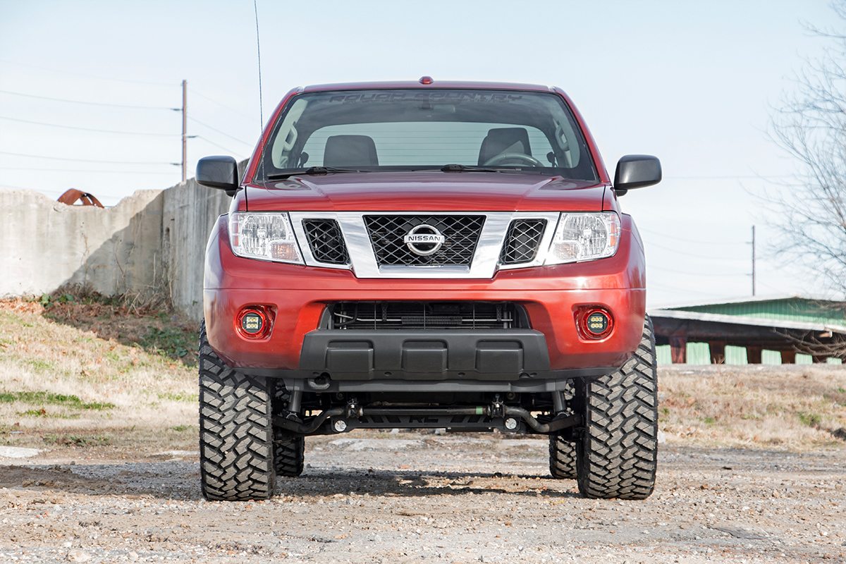 LED Light Kit Fog Mount 2 Inch Black Pair Spot Nissan Frontier (05-20) Rough Country-3