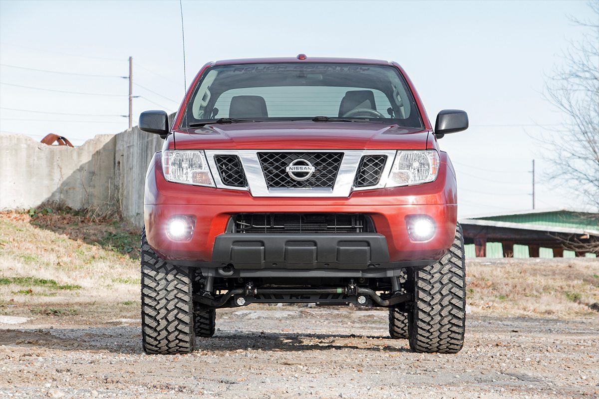 LED Light Kit Fog Mount 2 Inch Black Pair Spot Nissan Frontier (05-20) Rough Country-4
