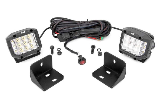 LED Light | Rear Cab Mount | 3" Chrome Pair | Wide Angle | Can-Am Defender HD 5/HD 8/HD 9/HD 10 Rough Country