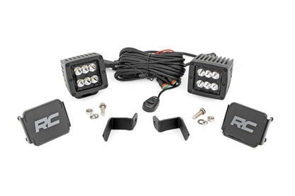 LED Light Kit Ditch Mount 2 Inch Black Pair Spot Ford F-150 (15-26)/F-150 Lightning (22-26) Rough Country
