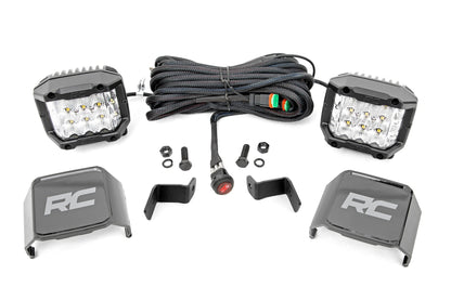 LED Light Ditch Mount 2 Inch Chrome Pair Wide Angle Ford F-150 (15-24) Rough Country
