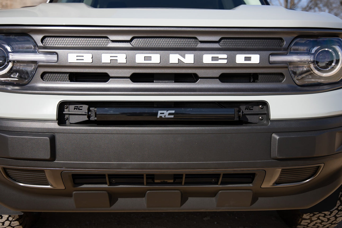 LED Light Kit Bumper Mount 20 Inch Black Single Row Ford Bronco Sport (21-26) Rough Country-3