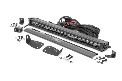 LED Light Kit Bumper Mount 20 Inch Black Single Row White DRL Ford Bronco Sport (21-26) Rough Country-1