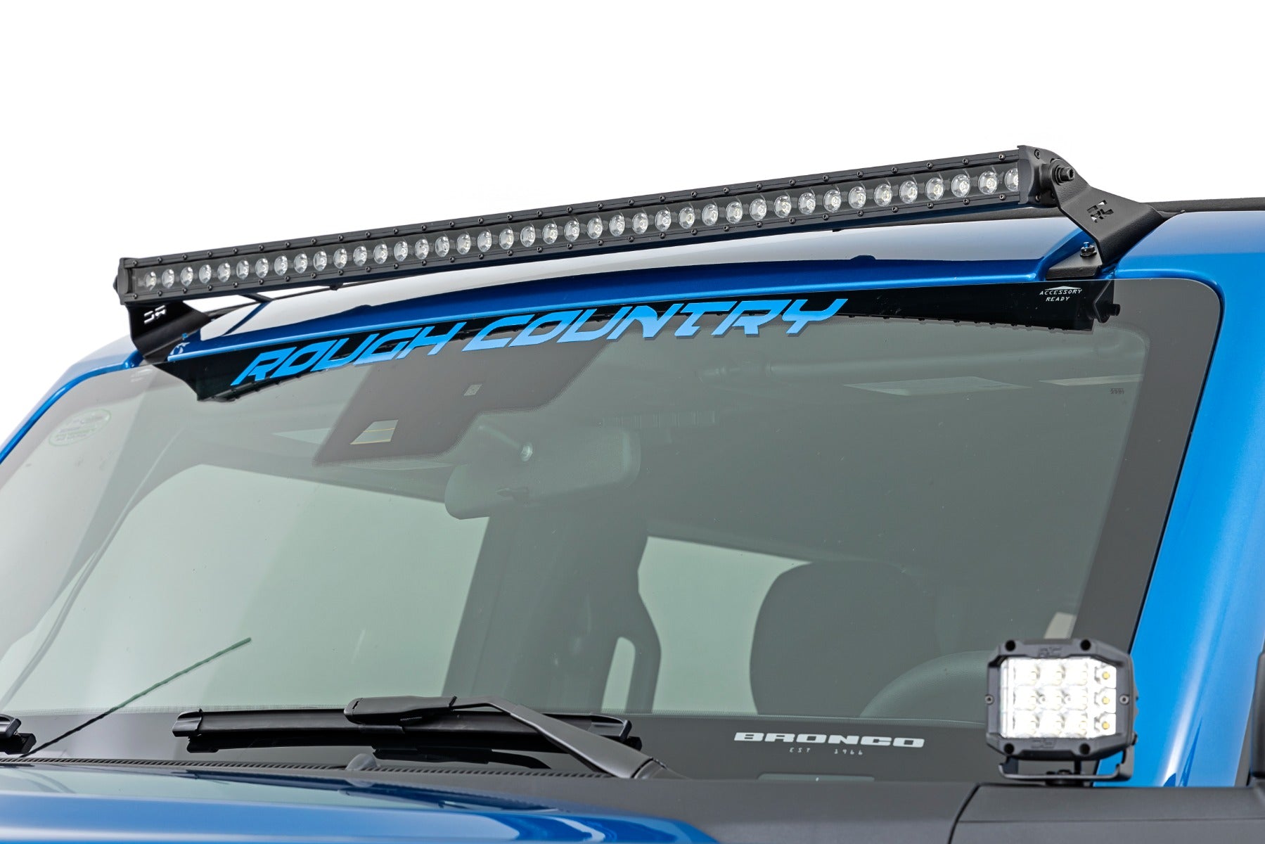 Rough Country LED Light Upper Windshield 40 Inch Black Single Row 21-Up Ford Bronco Rough Country
