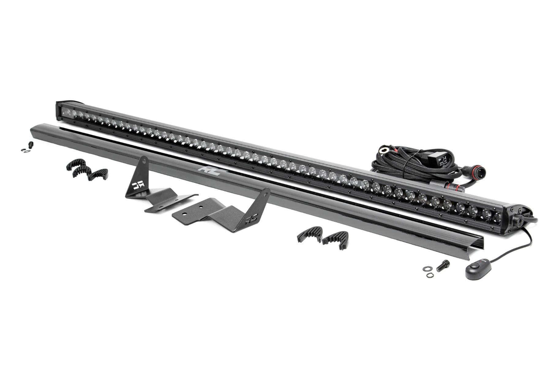 LED Light Kit Upper Windshield 50 Inch Black Single Row Ford Bronco (21-25) Rough Country