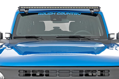 LED Light Kit Upper Windshield 50 Inch Black Single Row Ford Bronco (21-25) Rough Country-2