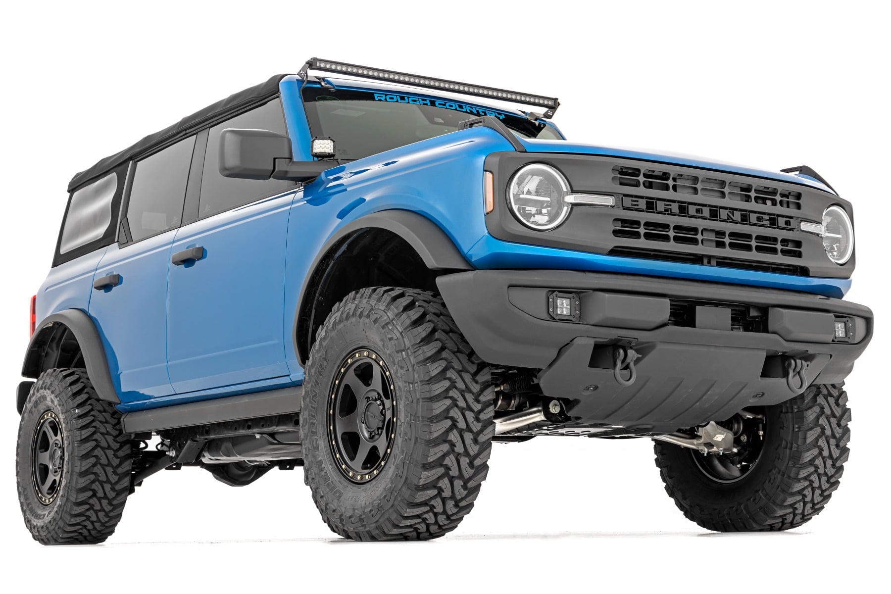 LED Light Kit Upper Windshield 50 Inch Black Single Row Ford Bronco (21-25) Rough Country-3
