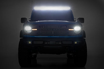 LED Light Kit Upper Windshield 50 Inch Black Single Row Ford Bronco (21-25) Rough Country-5