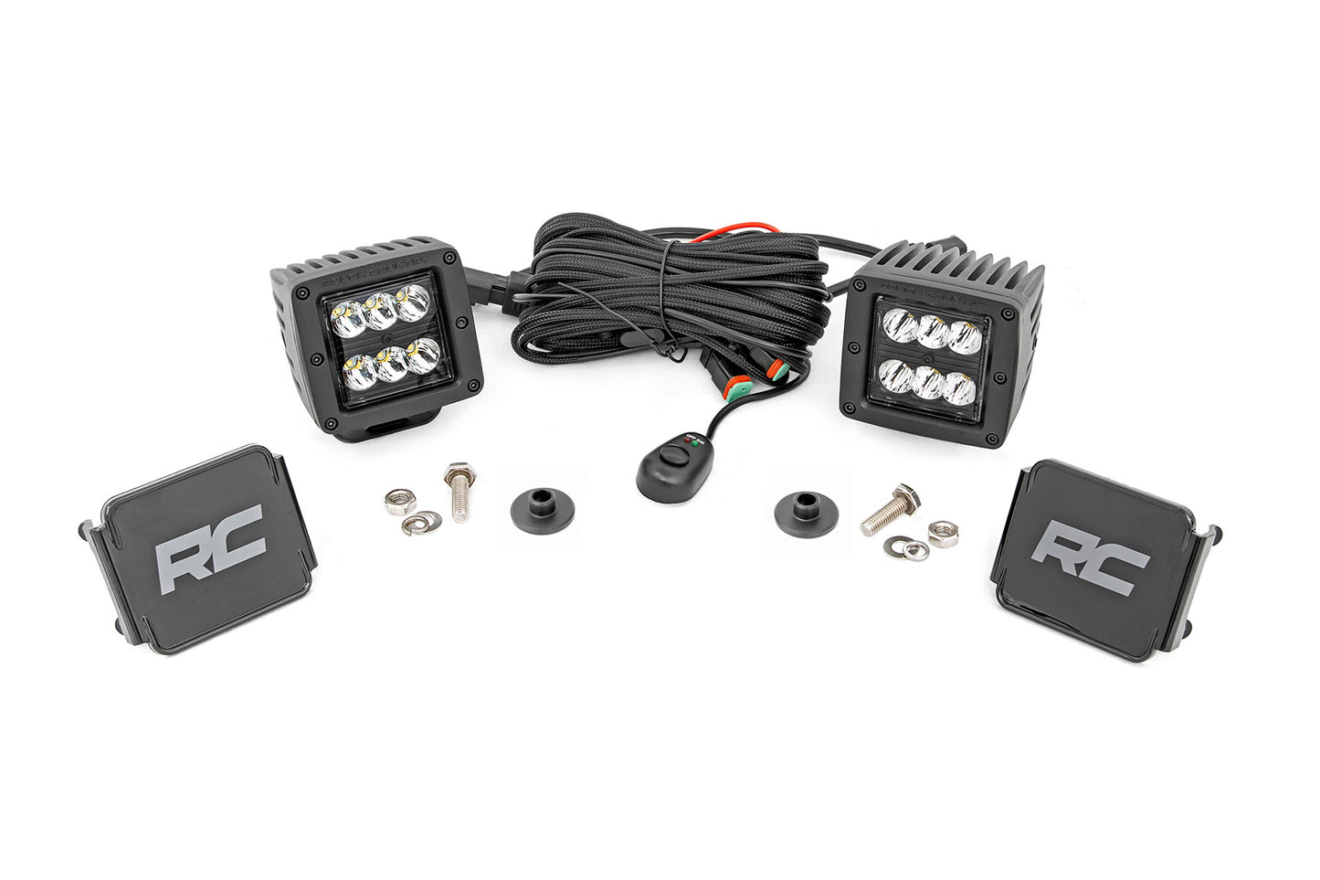 Rough Country LED Light Ditch Mount 2 Inch Black Series Pair Spot Pattern 21-Up Ford Bronco Rough Country