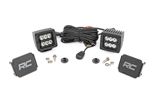 Rough Country LED Light Ditch Mount 2 Inch Black Series Pair Spot Pattern 21-Up Ford Bronco Rough Country