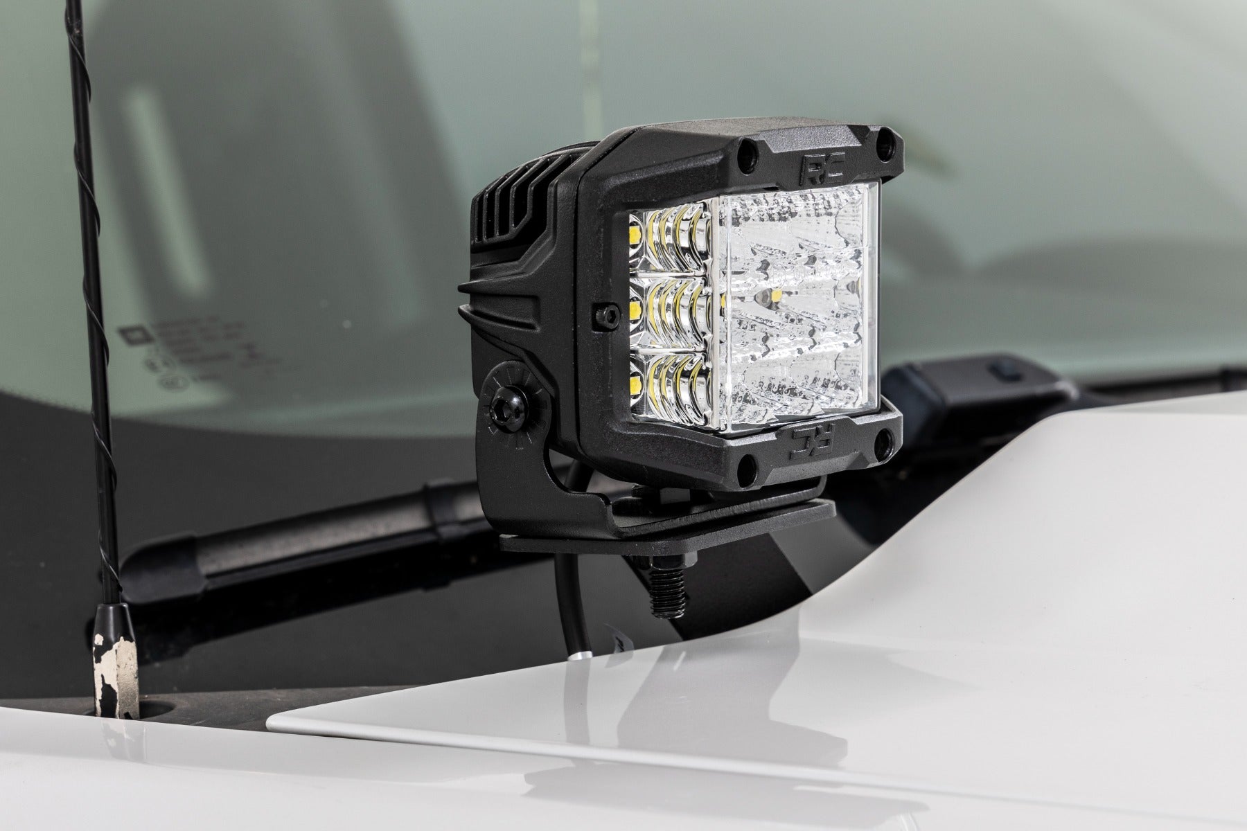 LED Ditch Light Kit 2in Black Pair Flood Silverado/Sierra 1500 (14-18 & Classic) Rough Country-5