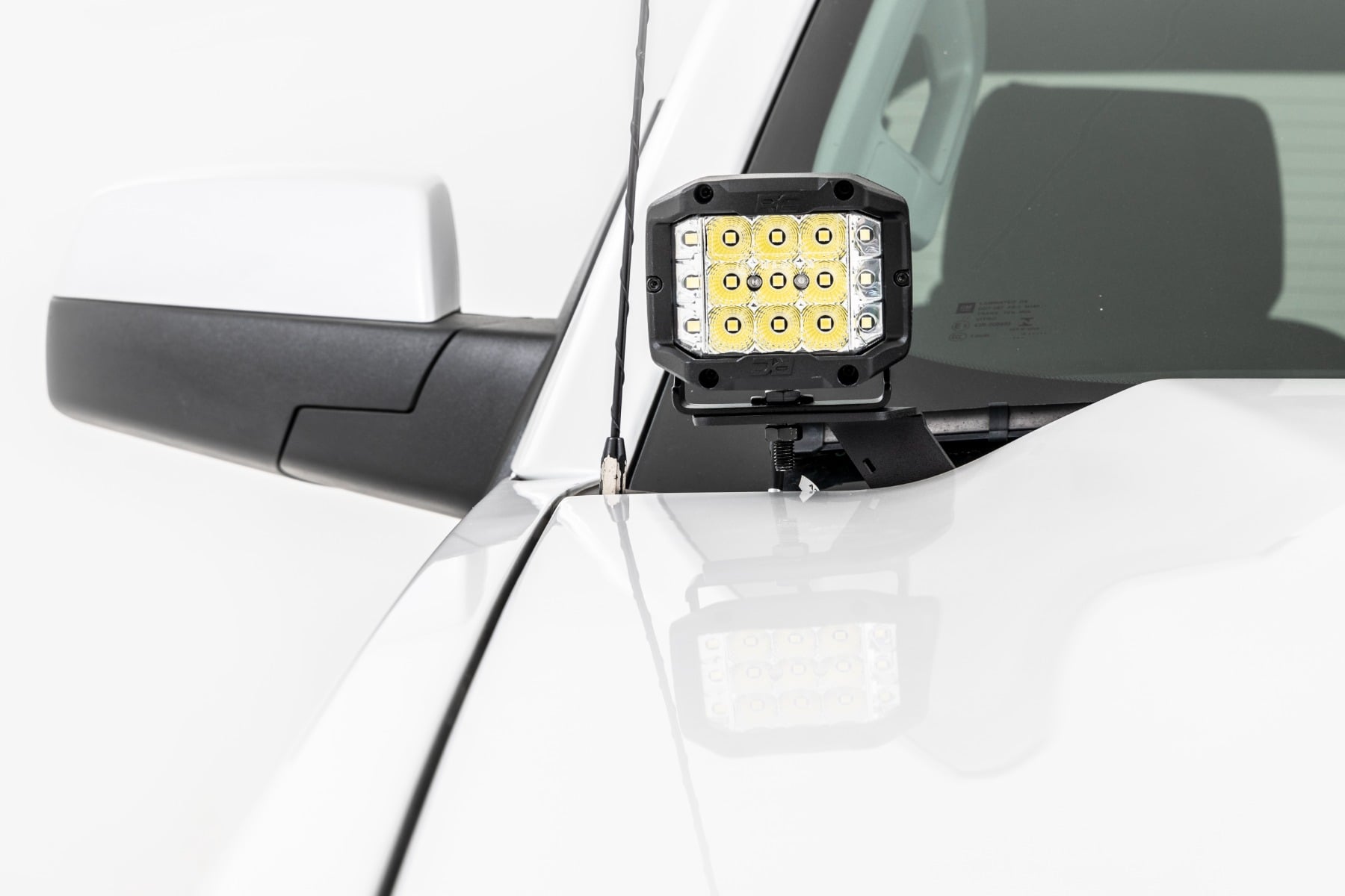 LED Ditch Light Kit 2in Black Pair White DRL Silverado/Sierra 1500 (14-18 & Classic) Rough Country-1