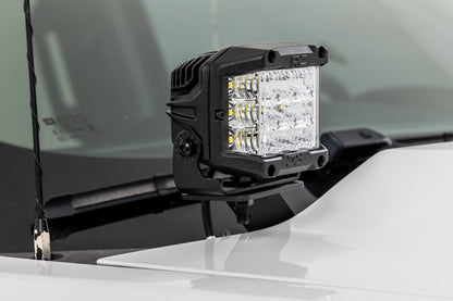 LED Ditch Light Kit 2in Black Pair Amber DRL Silverado/Sierra 1500 (14-18 & Classic) Rough Country-5