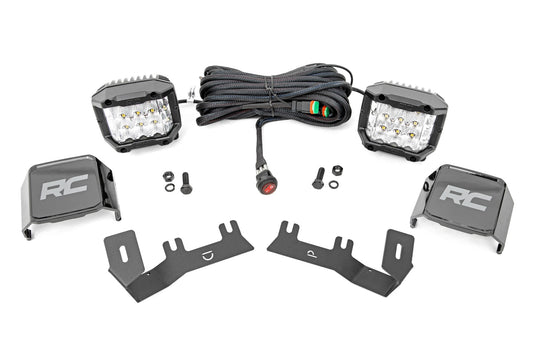 LED Ditch Light Kit 3in OSRAM Pair Wide Silverado/Sierra 1500 (14-18 & Classic) Rough Country