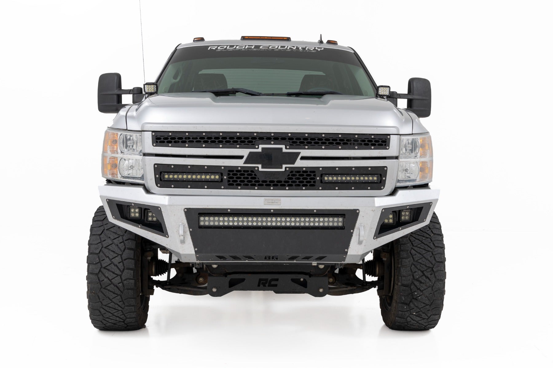 LED Light Ditch Mount 2 Inch Black Pair White DRL Chevy 1500 (2007-2013) Rough Country-1