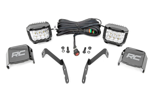 LED Light Kit Ditch Mount 3 Inch OSRAM Wide Chevy 1500 & Silverado/Sierra 2500HD/3500HD (07-14) Rough Country