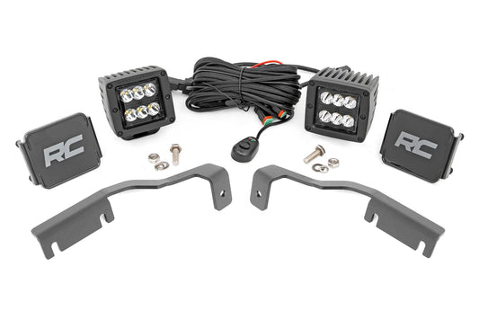 LED Light Kit Ditch Mount 2 Inch Black Pair Spot Nissan Frontier (22-26) Rough Country