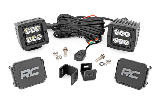 LED Light Kit Ditch Mount 2 Inch Black Pair Spot Toyota Tundra (22-26) Rough Country