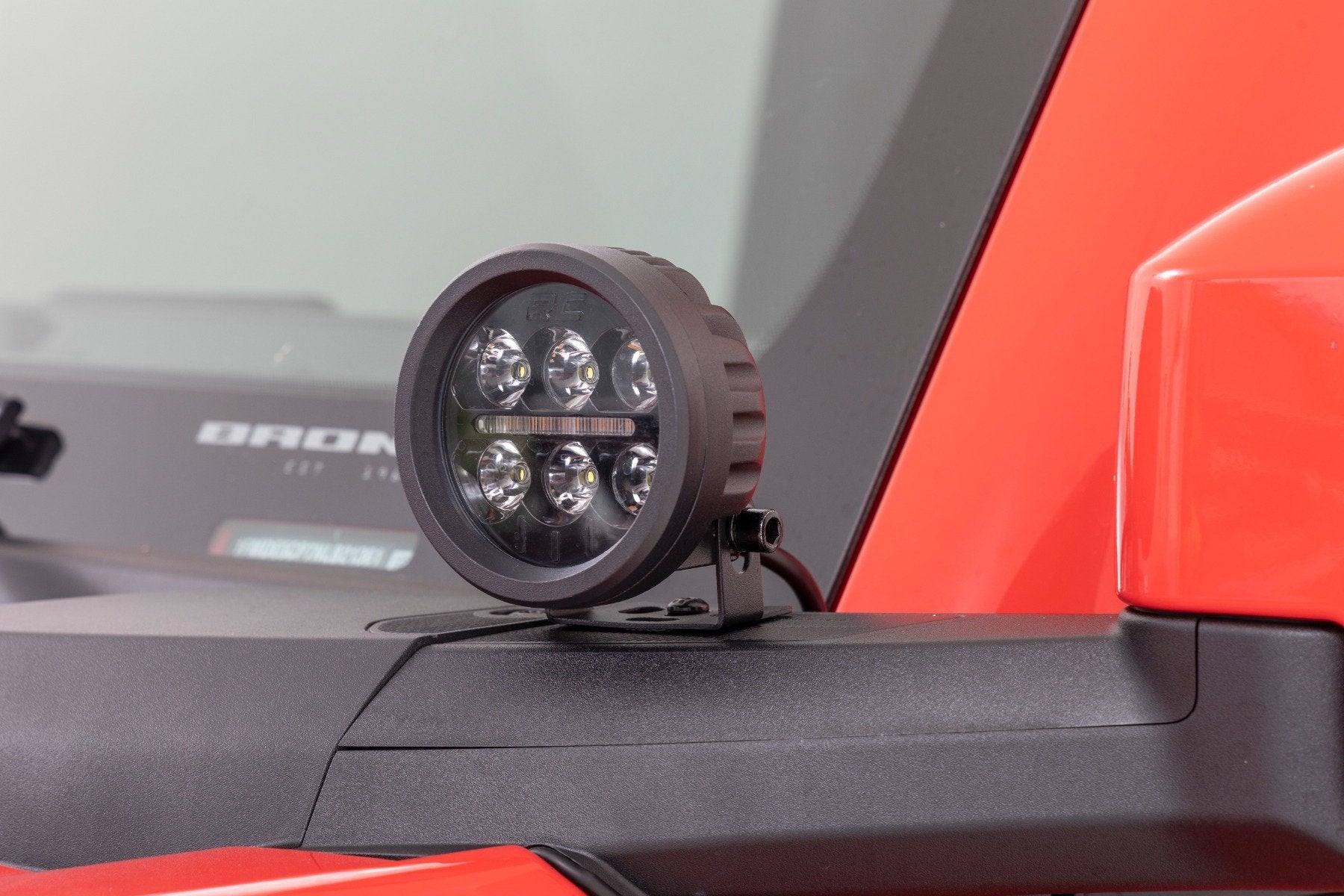 LED Light Kit Ditch Mount 3.5 Inch Black Round Pair Amber DRL Ford Bronco (21-25) Rough Country-1