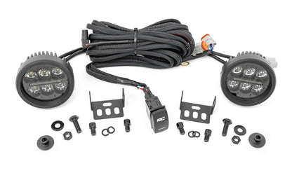 LED Light Kit Ditch Mount 3.5 Inch Black Round Pair Amber DRL Ford Bronco (21-25) Rough Country
