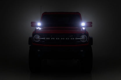 LED Light Kit Ditch Mount 3.5 Inch Black Round Pair Amber DRL Ford Bronco (21-25) Rough Country-4