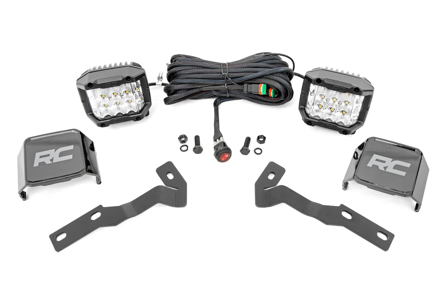 LED Light Kit Ditch Mount 3 Inch OSRAM Wide Toyota Tacoma 2WD/4WD (16-23) Rough Country