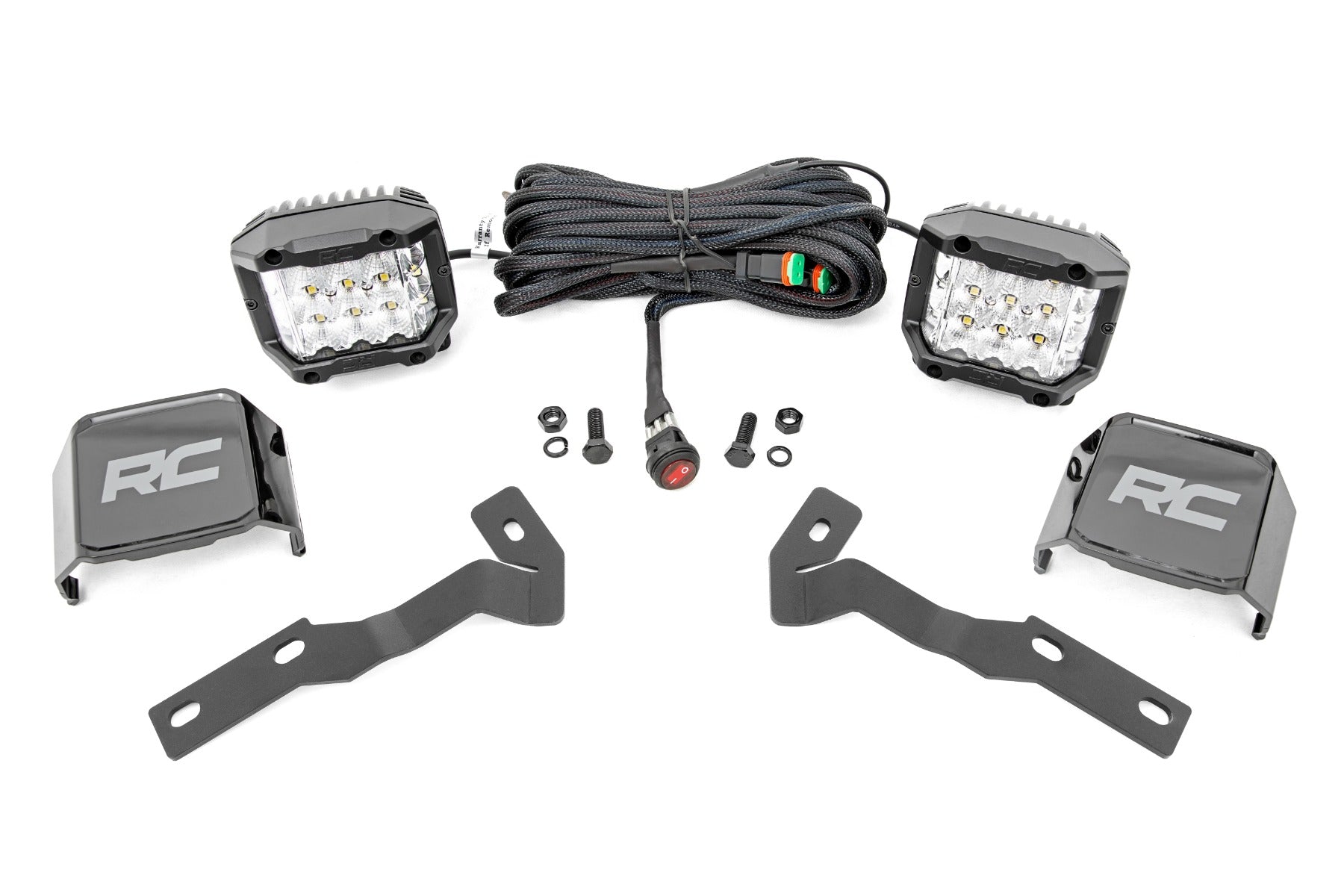 LED Light Kit Ditch Mount 3 Inch OSRAM Wide Toyota Tacoma 2WD/4WD (16-23) Rough Country