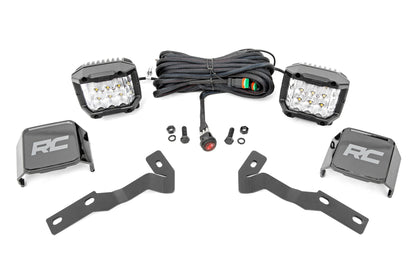 LED Light Kit Ditch Mount 3 Inch OSRAM Wide Toyota Tacoma 2WD/4WD (16-23) Rough Country