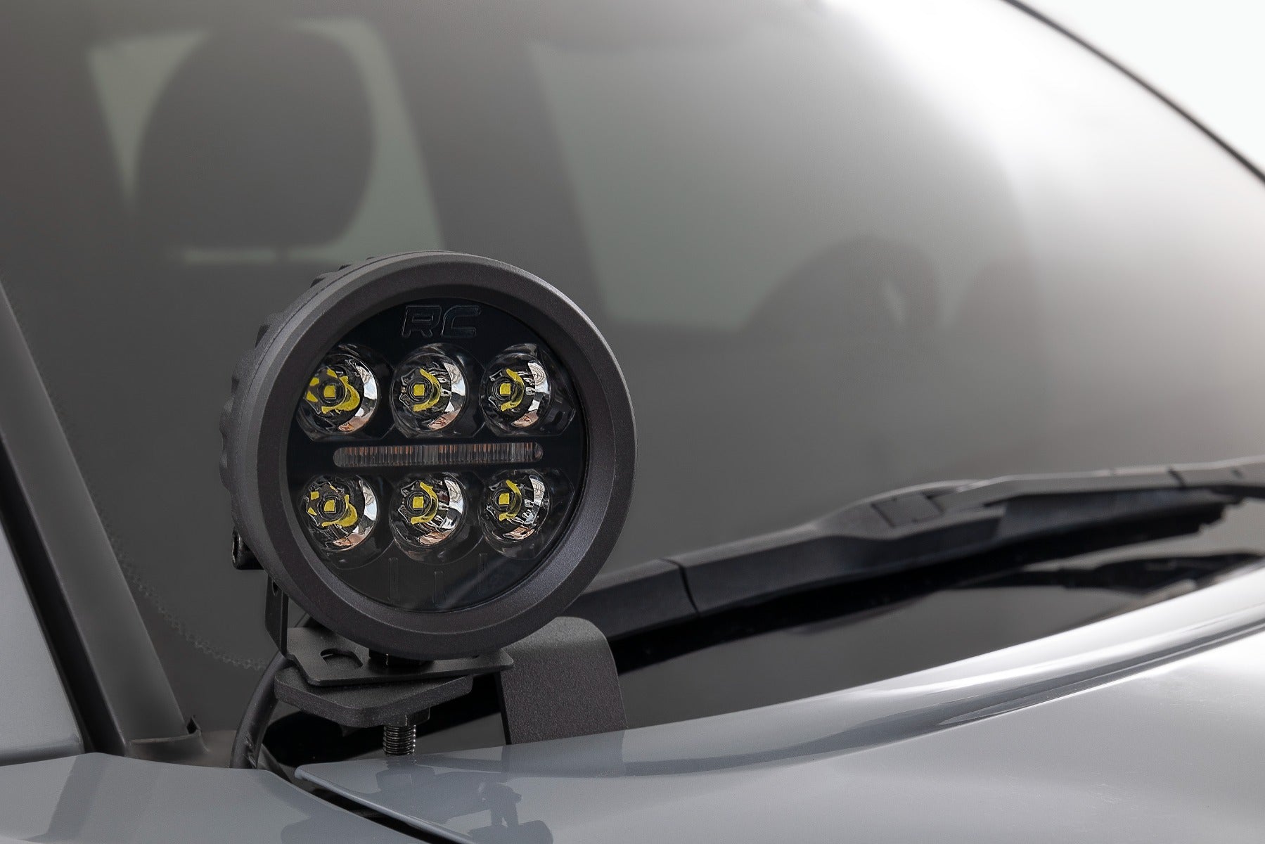 LED Light Kit Ditch Mount Black Series Round 3.5 Inch Amber DRL Toyota Tacoma (16-23) Rough Country-1