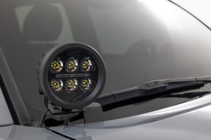 LED Light Kit Ditch Mount Black Series Round 3.5 Inch Amber DRL Toyota Tacoma (16-23) Rough Country-1