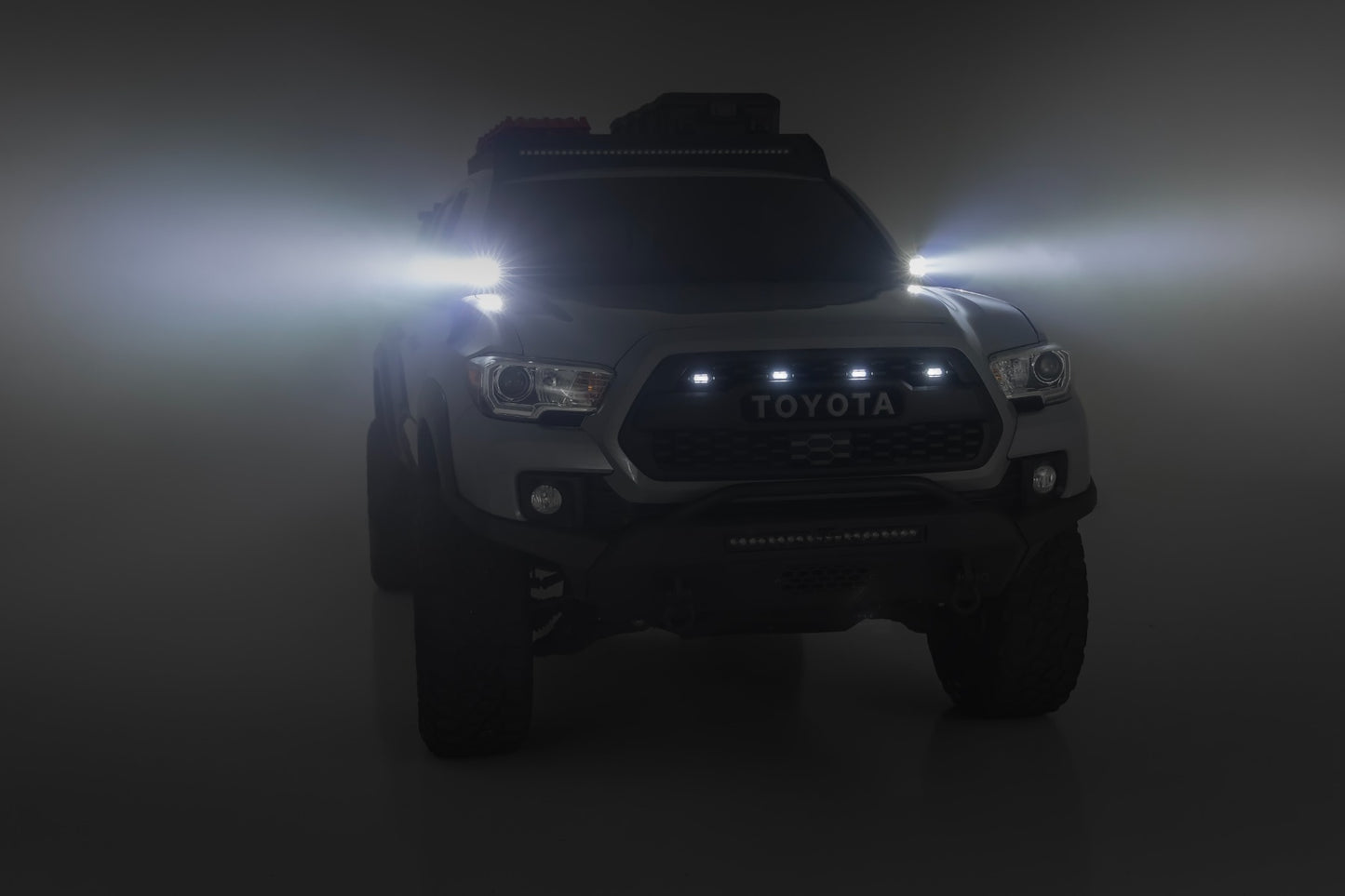 LED Light Kit Ditch Mount Black Series Round 3.5 Inch Amber DRL Toyota Tacoma (16-23) Rough Country-4