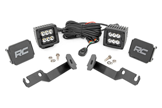 LED Light Kit Ditch Mount 2 Inch Black Pair Spot Toyota Tacoma (05-15) Rough Country