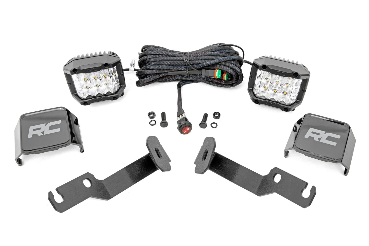 Rough Country LED Light Kit Ditch Mount  3 Inch OSRAM Wide Toyota Tacoma (05-15) Rough Country