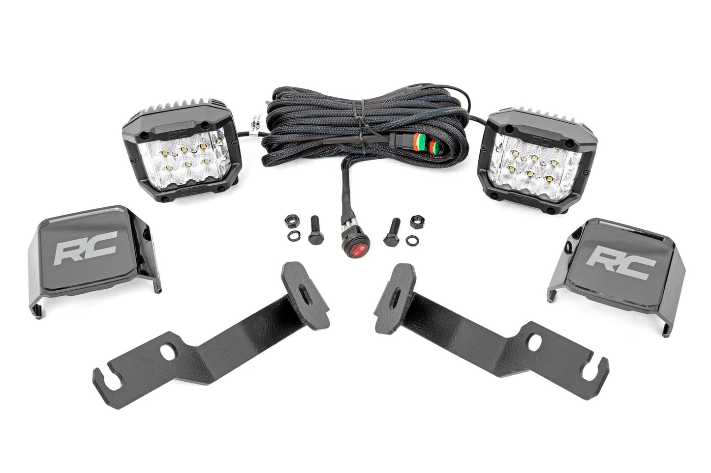 LED Light Kit Ditch Mount 3 Inch OSRAM Wide Toyota Tacoma 2WD/4WD (05-15) Rough Country