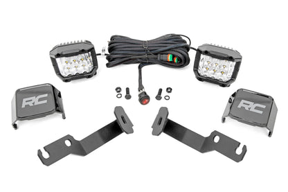 LED Light Kit Ditch Mount 3 Inch OSRAM Wide Toyota Tacoma 2WD/4WD (05-15) Rough Country