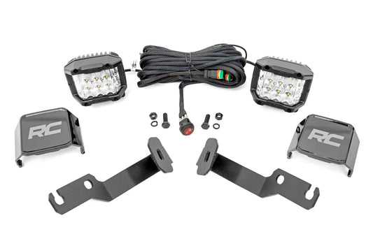 LED Light Kit Ditch Mount 3 Inch OSRAM Wide Toyota Tacoma 2WD/4WD (05-15) Rough Country