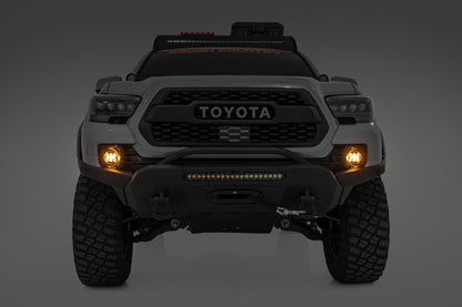 LED Fog Light Kit 3.5 Inch Round Black Series Amber DRL Toyota Tacoma (16-23) Rough Country-1