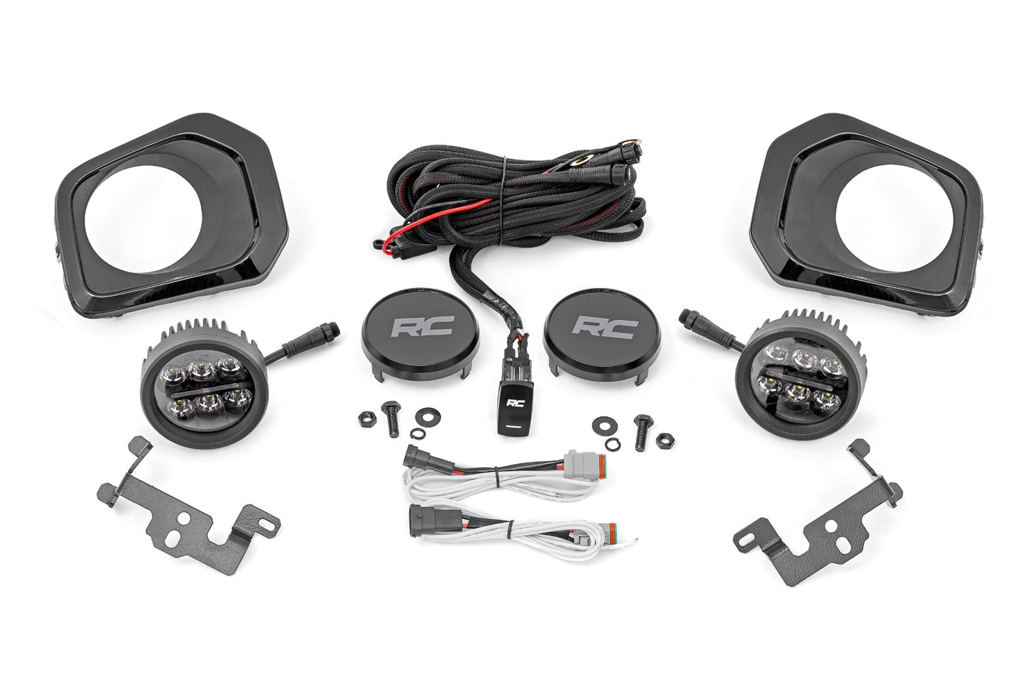 LED Fog Light Kit 3.5 Inch Round Black Series Amber DRL Toyota Tacoma (16-23) Rough Country-2