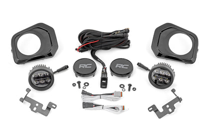 LED Fog Light Kit 3.5 Inch Round Black Series Amber DRL Toyota Tacoma (16-23) Rough Country-2