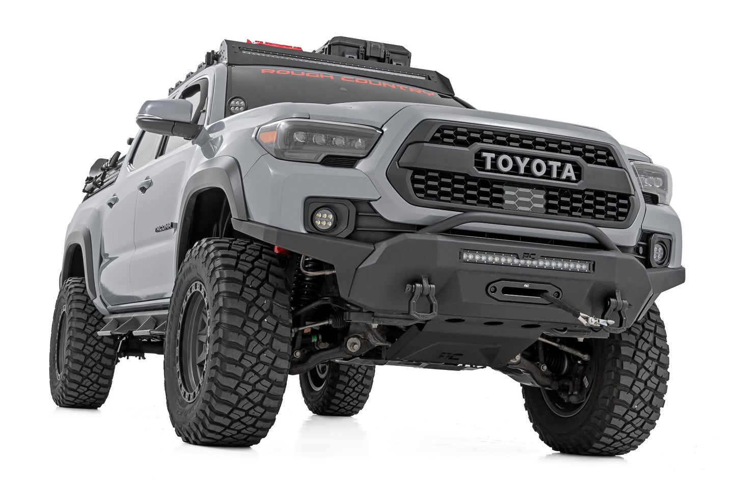 LED Fog Light Kit 3.5 Inch Round Black Series Amber DRL Toyota Tacoma (16-23) Rough Country-3